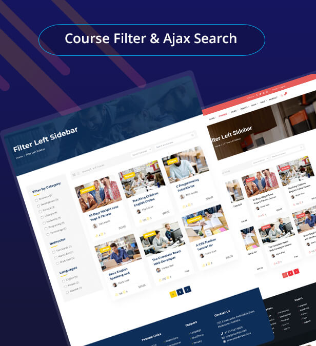 course filter, education filter search