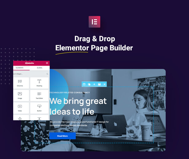 elementor page builder, technology theme