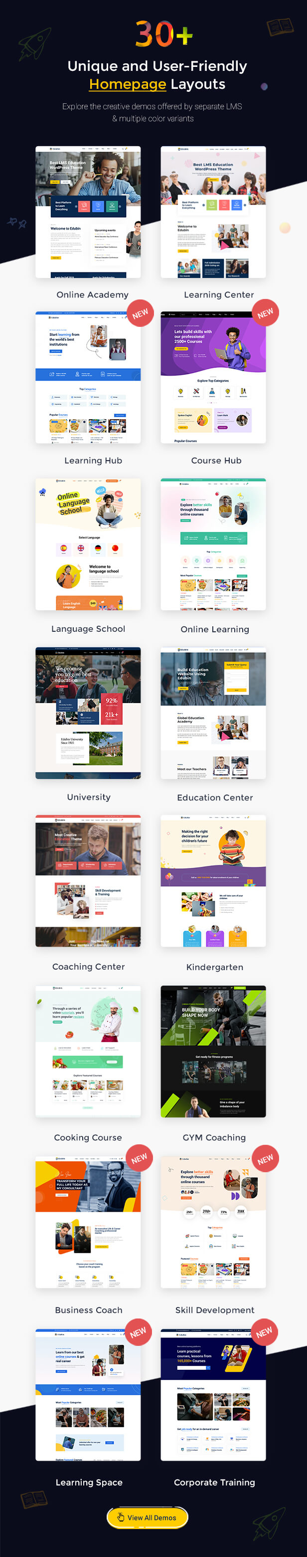 Education WordPress Theme Demo Pages| Edubin